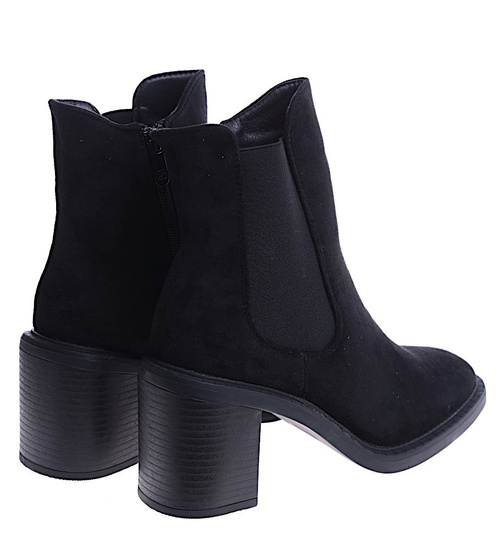 Wysokie czarne botki sztyblety na obcasie /B5-1 14842 T486/