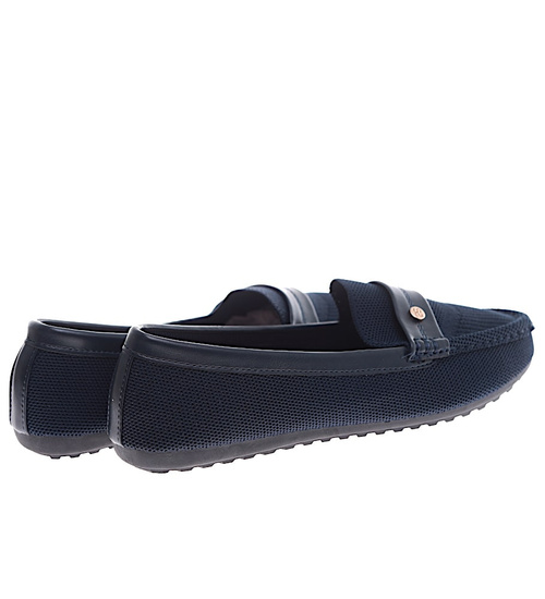 Granatowe ażurowe półbuty damskie lordsy /E7-3  +h2 16410 G187/