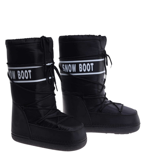 Czarne wysokie kozaki śniegowce damskie /A9-1 18462 T235/