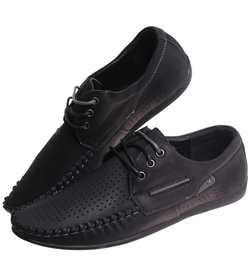 Półbuty męskie czarne sznurowane /E7-1 17874 S396/