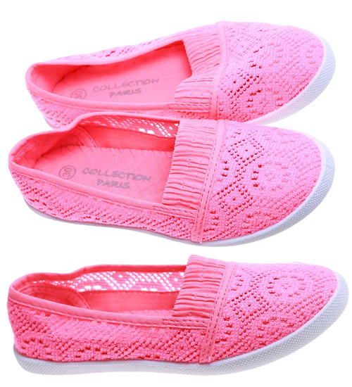 Fuksjowe ażurowe tenisówki dziewczęce /F4-2 15835 T069/