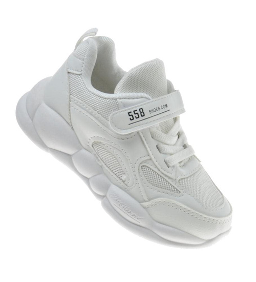 Białe dziewczęce półbuty z rzepem /A2-2 9408 S197/