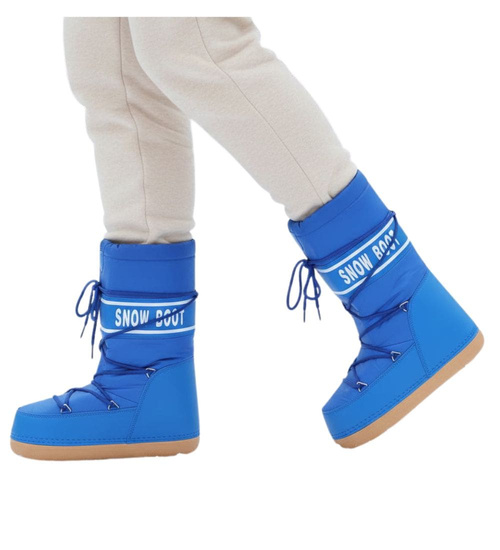 Niebieskie wysokie kozaki śniegowce damskie /D7-1 18593 T235/