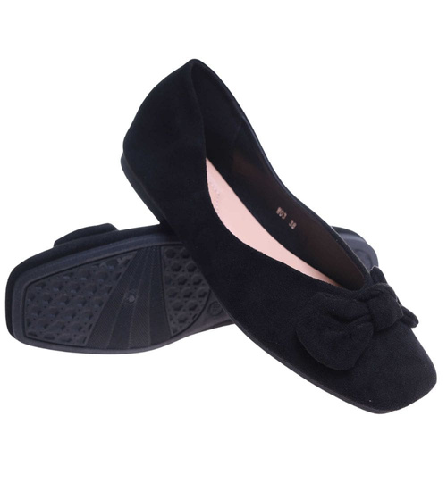Czarne baleriny damskie z kokardą /E3-1 +h2 17696 W4-92/