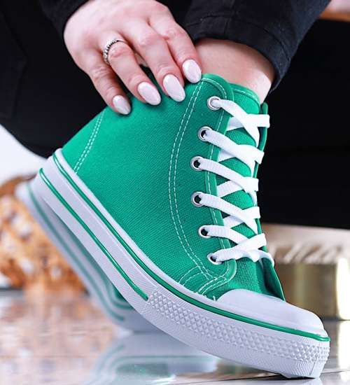 Wysokie trampki damskie zielne /A4-3 13870 S097/ Wysokie trampki damskie zielne /A4-3 13870 S097/