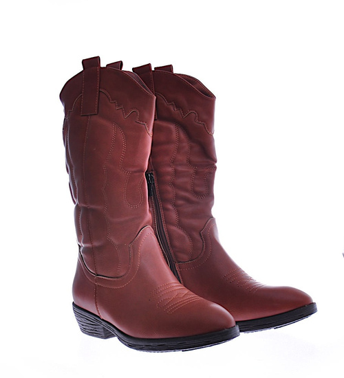 Klasyczne brązowe kozaki z ociepleniem /A8-2 12572 T393/