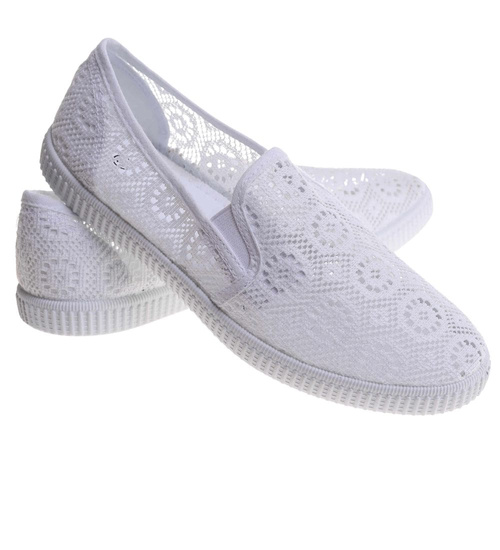 Tenisówki damskie białe ażurowe /G7-2 17807 S293/