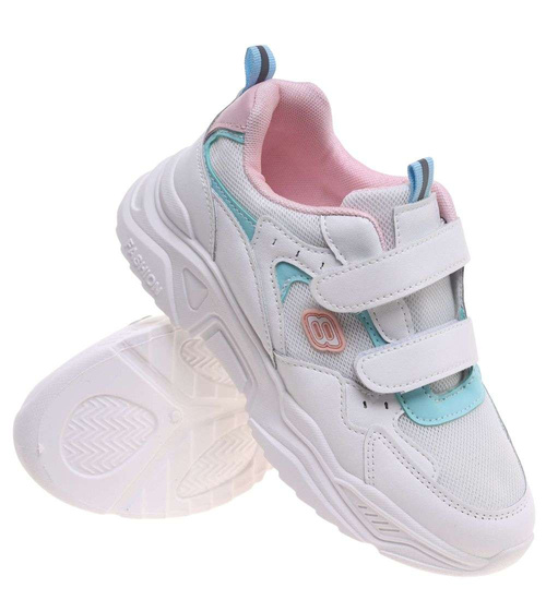 Buty sportowe na rzepy z pastelowymi wstawkami /A7-1 18838 T266/