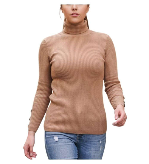 Damski brązowy golf z guziczkami /D8-1 UB288 U108/