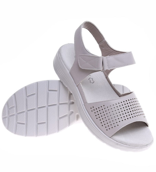 Szare sandały damskie na platformie /D9-2 16555 T343/