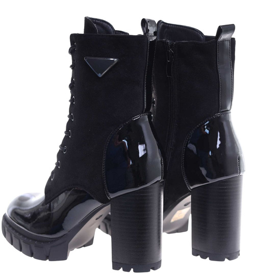 Czarne botki na obcasie /B1-1 +H2 18329 W305/
