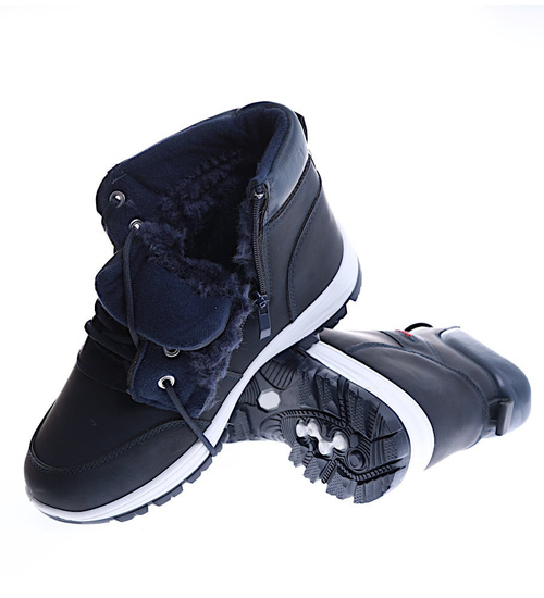 Ocieplane granatowe buty chłopięce /A8-2 15026 T498/