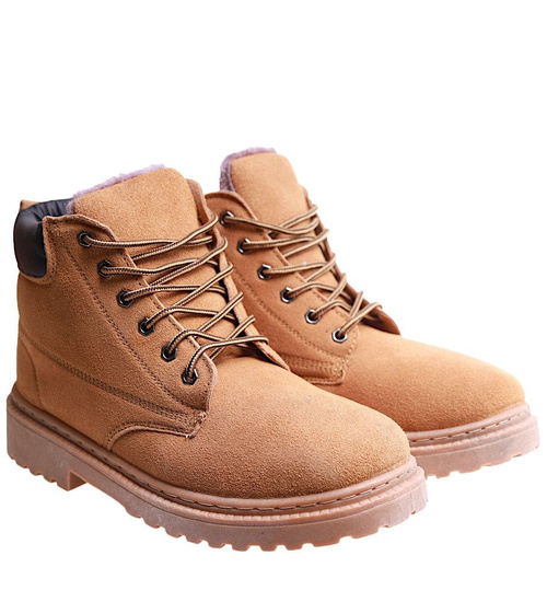 Zimowe karmelowe ocieplane trapery męskie /A9-3 17126 T399/