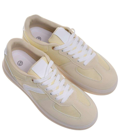 Wiązane snekaersy damskie żółte pastelowe /E1-1 18825 G455/