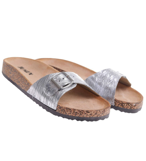 Srebrne profilowane klapki damskie /G8-2 17717 T182/