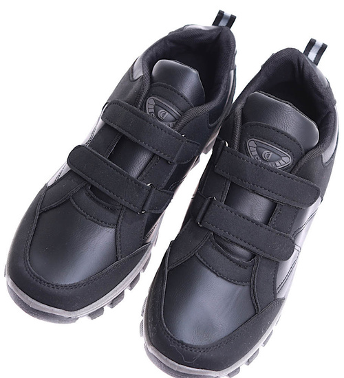Czarne męskie buty trekkingowe na rzepy /B6-3 16981 T388/
