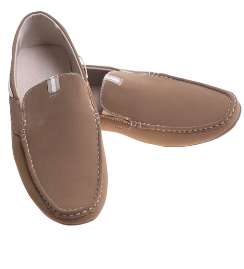 Mokasyny męskie Beżowe wsuwane półbuty /E9-3 17818 T345/