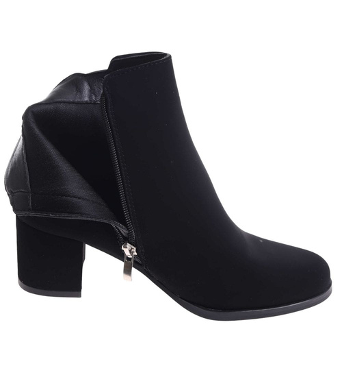 Wizytowe czarne botki damskie na obcasie /E9-2 18542 W4/