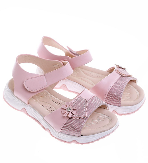 Różowe sandałki dziewczęce z rzepami /E5-2 16384 T286/