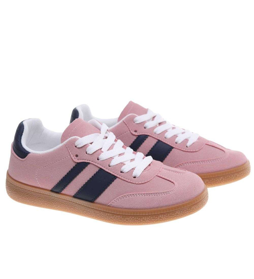 Pastelowe różowe sneakersy damskie /D4-3 18713 T444/
