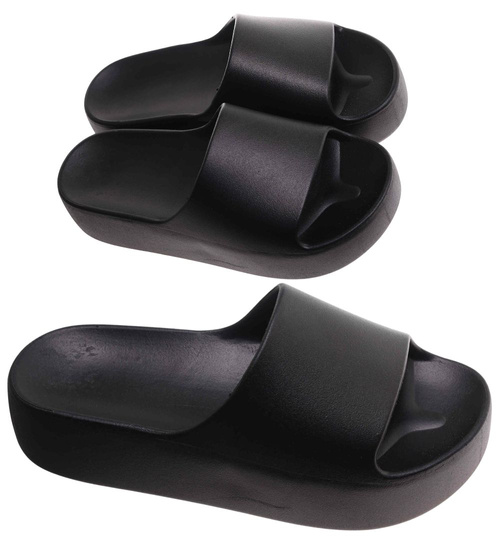 Czarne wodoodporne klapki plażowe na platformie /C1-3 17847 G182/