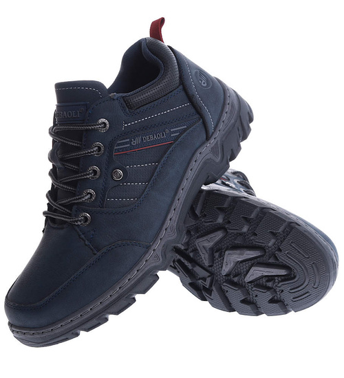 Granatowe męskie buty trekkingowe /F8-3 15017 T682/