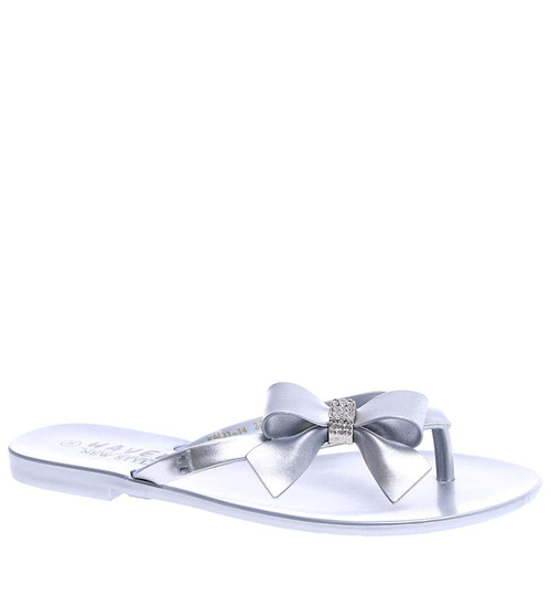 Plażowe srebrne klapki japonki /A9-3 14529 T089/