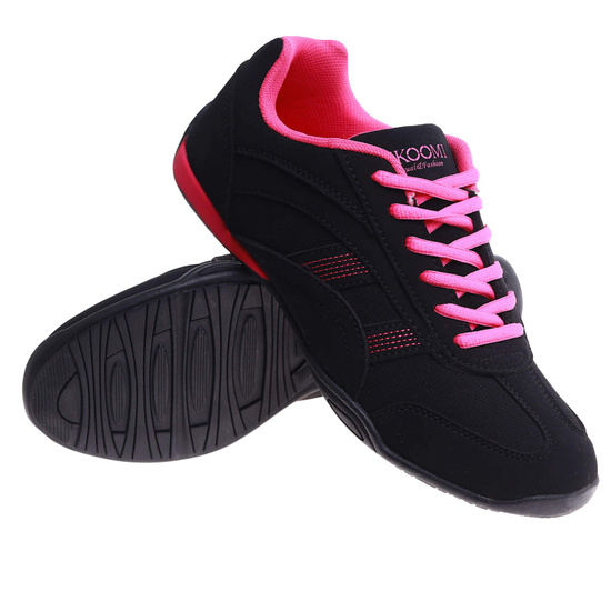 Sznurowane czarno fuksjowe buty sportowe /C1-3 H2 14992 S149/
