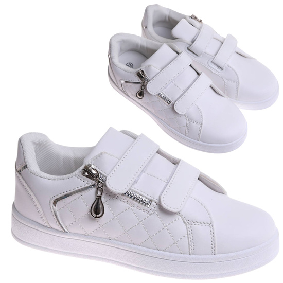 Białe trampki dziewczęce na rzepy /E3-2 17306 T282/