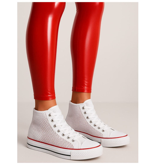 Białe ażurowe trampki damskie na lato /D3-1 16329 G9-84/