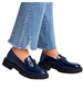 Granatowe półbuty loafersy na platformie /G1-3 15445 T284/