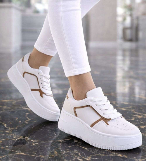 Sznurowane trampki damskie na platformie /A5-3 13910 T394/