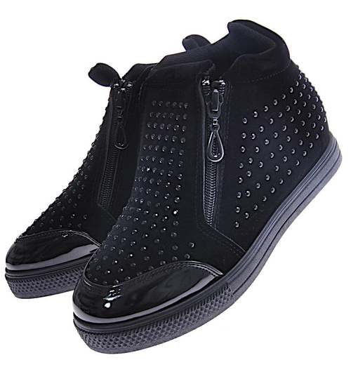 Czarne dziewczęce sneakersy z cekinami /B5-3 10966 T189/
