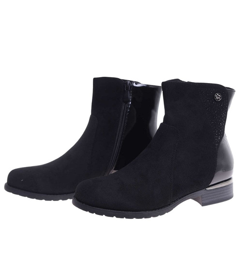 Klasyczne czarne botki damskie zimowe /G5-2 18575 W435/