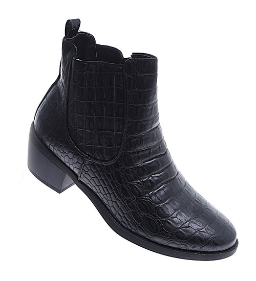 Czarne damskie botki sztyblety /F4-3 15140 S395/