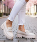 Wsuwane beżowe loafersy damskie /E2-3 14642 T680/