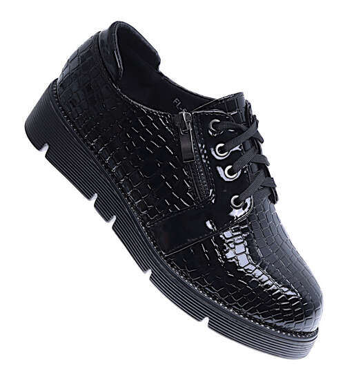 Czarne wiązane dziewczęce półbuty /D7-2 14966 T039/ Czarne wiązane dziewczęce półbuty /D7-2 14966 T039/