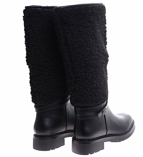 Czarne kozaki płaskie kozaki damskie /E9-1 16918 G285/