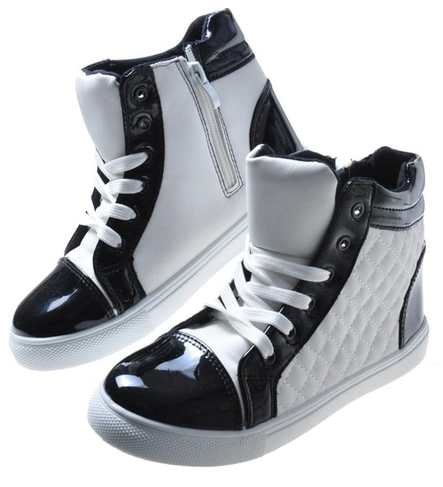 Wiosenne trampki sneakersy dla dziewczynki CZARNO-BIAŁE /B2-3 7423 S194/