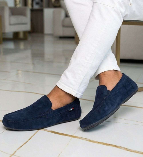 Zamszowe buty męskie wsuwane mokasyny /F2-2 16629 S398/