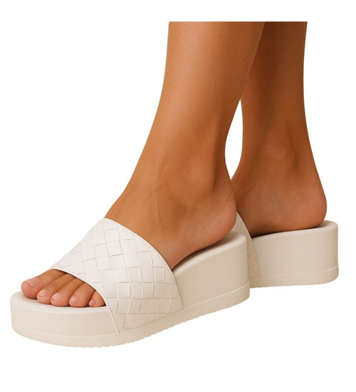 Plażowe białe klapki damskie na platformie /A6-2 17925 T191/