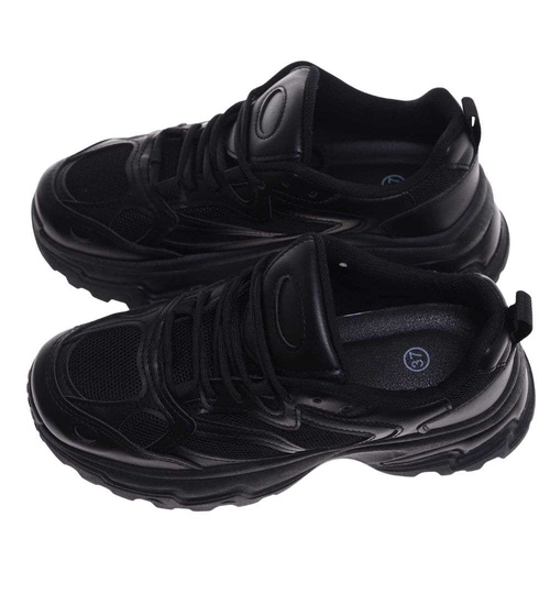 Damskie buty sportowe czarne na platformie /B4-3 18657 S242/