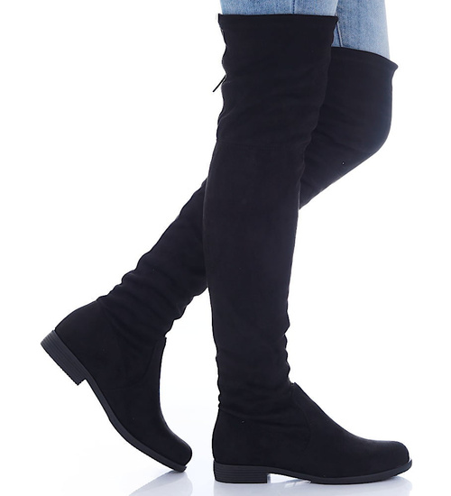 Czarne kozaki muszkieterki damskie /D3-3 17037 G483/