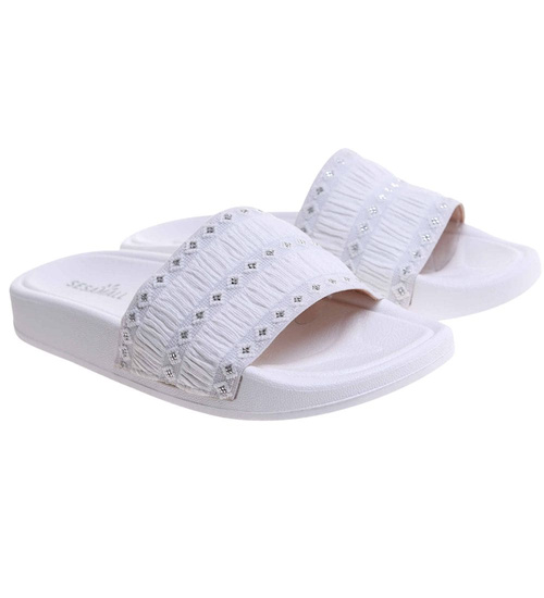 Białe plażowe klapki damskie /C4-1 17721 G1/