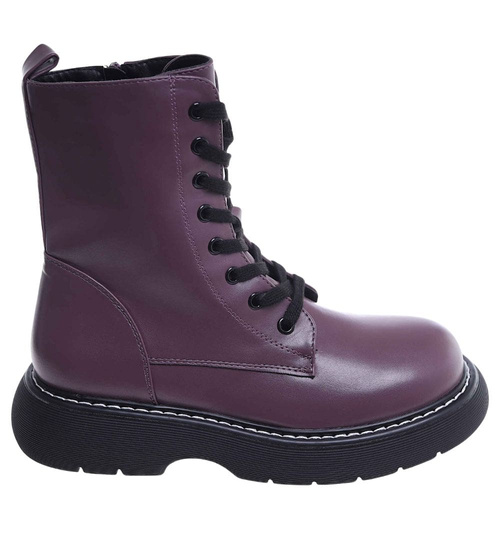 Fioletowe botki trapery na platformie /G12-3 18082 T235/