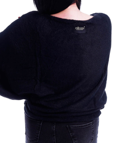 Czarna luźna bluzka nietoperz Minouu /H UB624 L732/