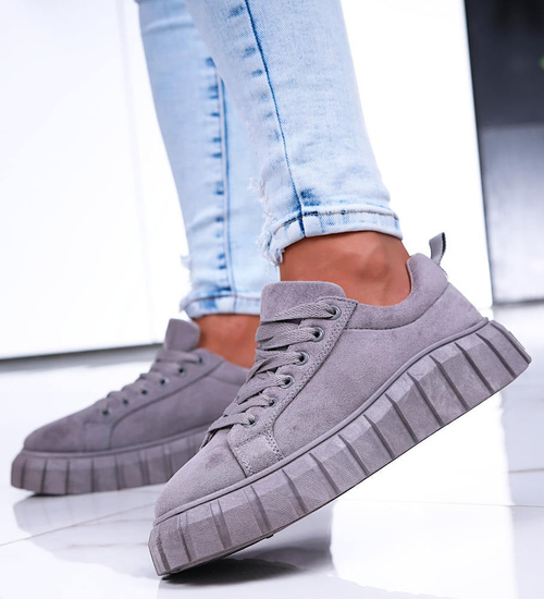 Szare trampki creepersy na platformie /C5-3 16658 S230/