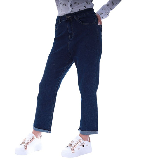 Granatowe jeansowe spodnie Boyfriend /H2 UB855 G340/