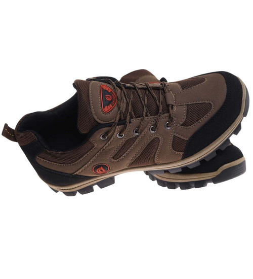 Wiązane męskie buty trekkingowe Brązowe /B1-1 18198 T389/