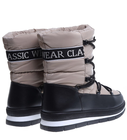 Zimowe kozaki śniegowce Khaki /G6-2 15401 T635/